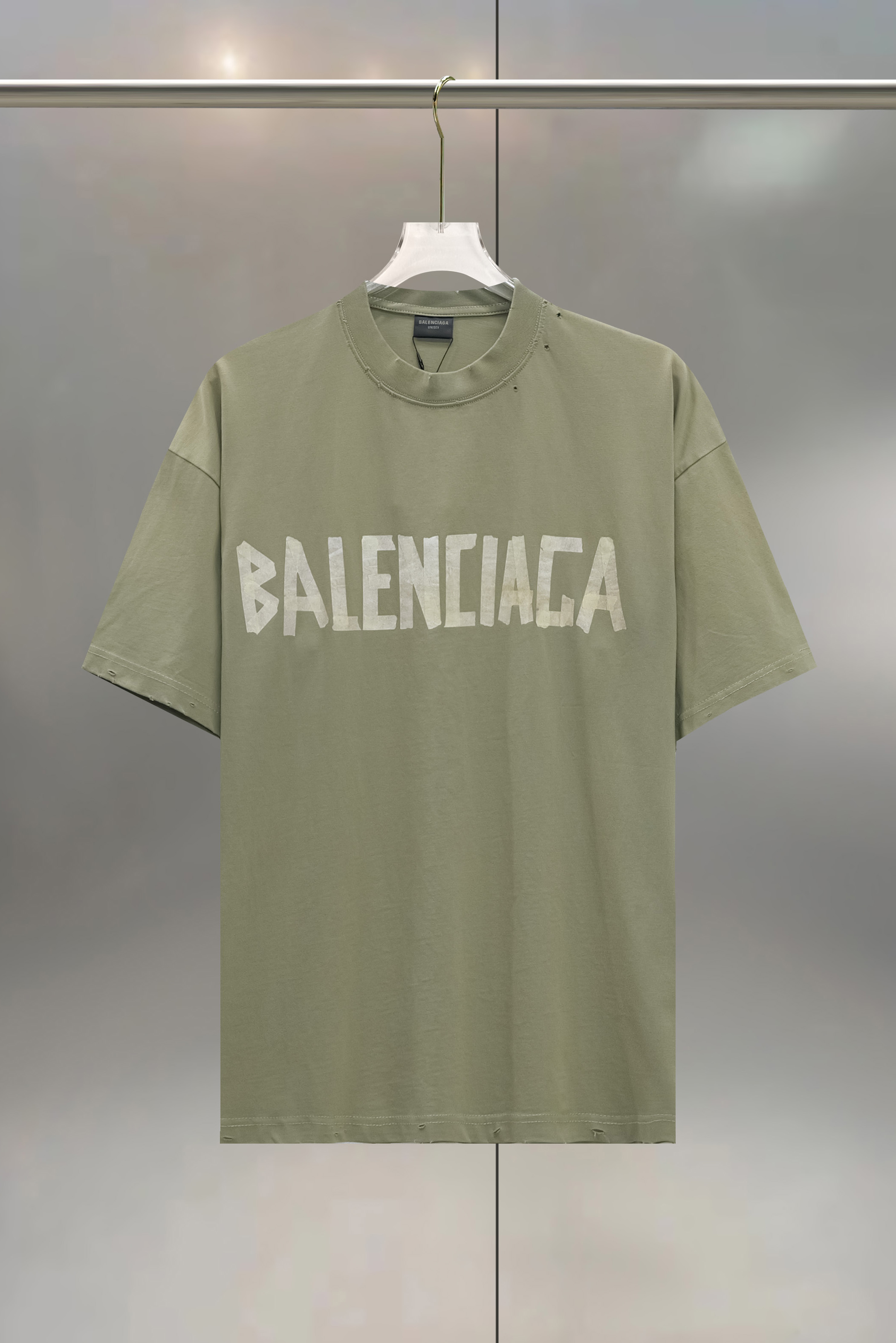 BALENCIAGA yellow tape round-neck T-shirt